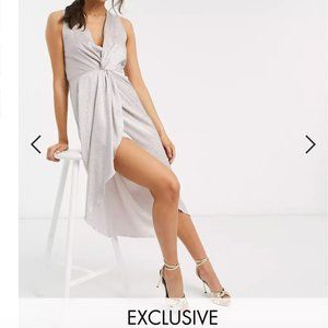 ASOS Sleeveless Satin Midi Dress in Champagne